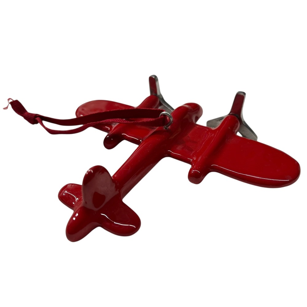 Red Biplane Ornament Metal Propellers Hanging Loop For‎ Christmas Tree Decor - Picture 3 of 4